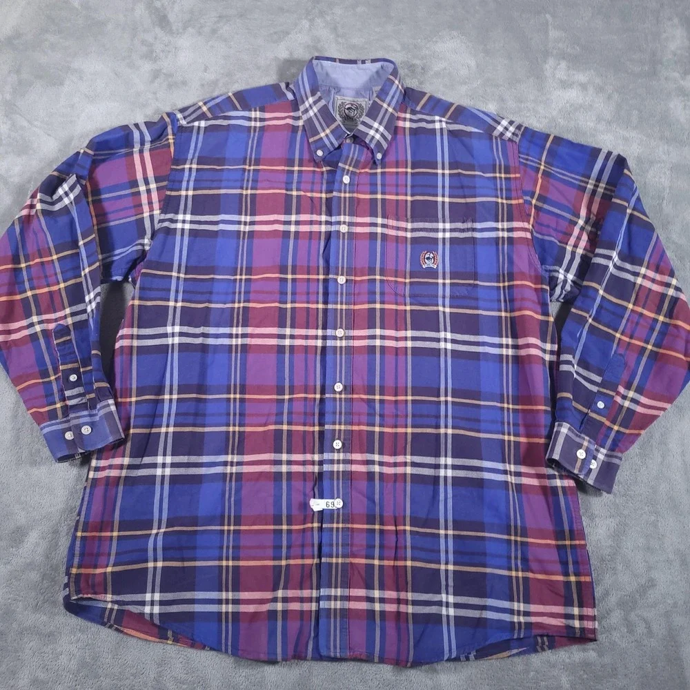 Cinch Shirt Mens 2XL Purple Blue Plaid Button Down Western‎ Rodeo Cowboy Logo